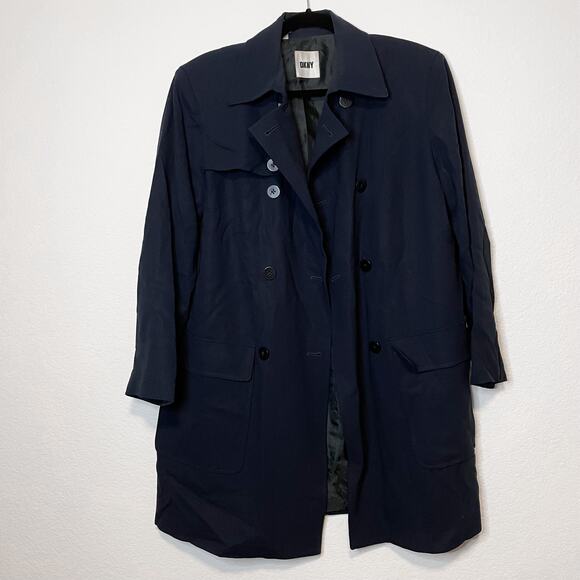 VINTAGE DKNY Navy Blue Double Breasted Coat - Picture 9 of 14